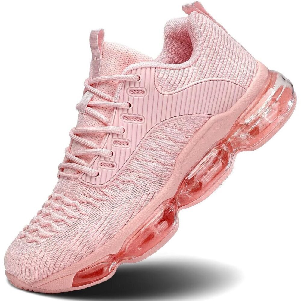 Women's Pink Air Cushion Running Shoes Fashion Tennis Sneakers For Gym Fitness
